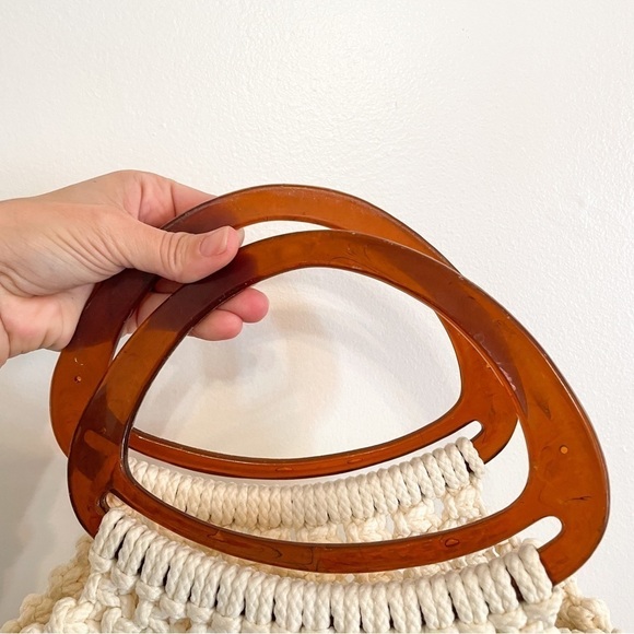 Vintage Macrame Crochet Knitted Lucite Clutch Handbag - Picture 7 of 7